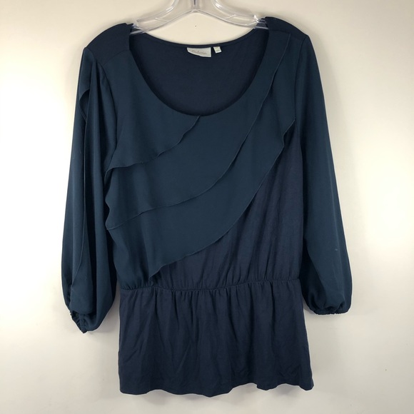 DELETTA by ANTHROPOLOGIE 🧳Sz M open sleeve blouse - Picture 2 of 5
